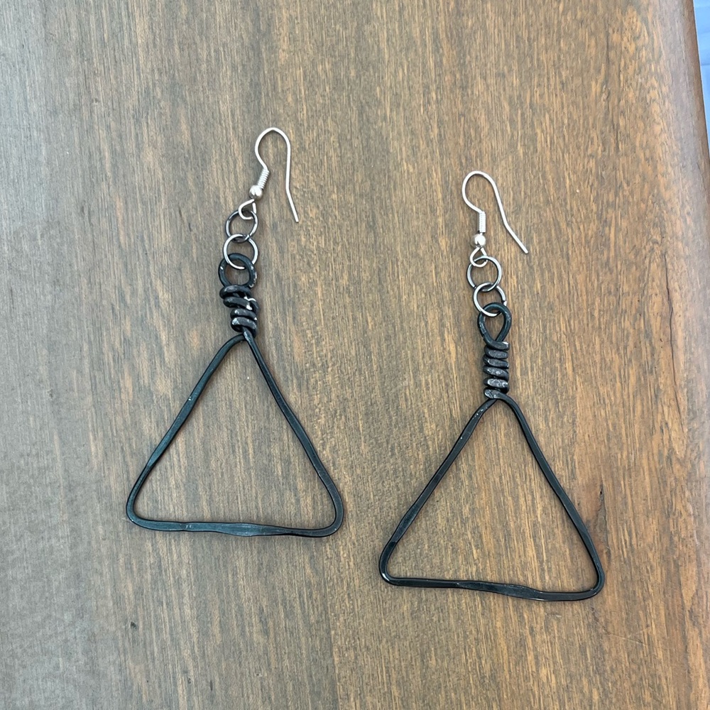 Gunmetal Triangle Earrings